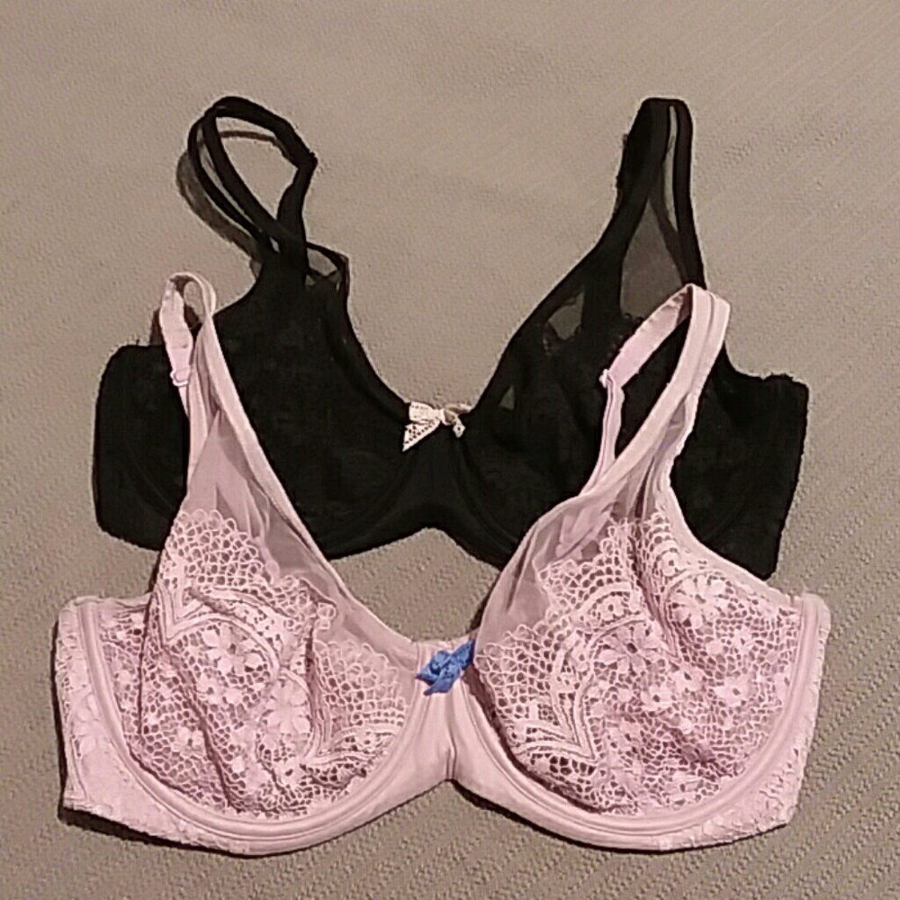 Bundle of 2 VS 36DD Unlined Demi Black Lilac